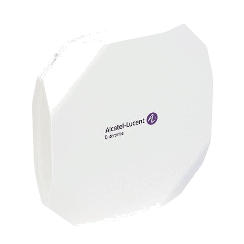 OmniAccess Stellar WLAN AP1301 product photo front top right a white round object with a black logo