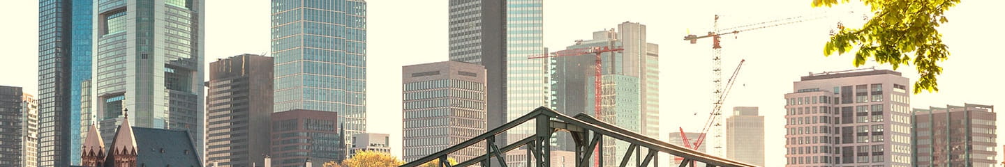 a city skyline with cranes