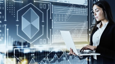 a woman working on a laptop