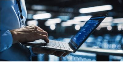 close-up of a hand on a touchscreen device