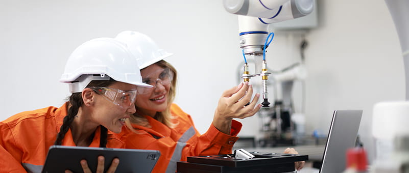 Women engineers in manufacturing factory
