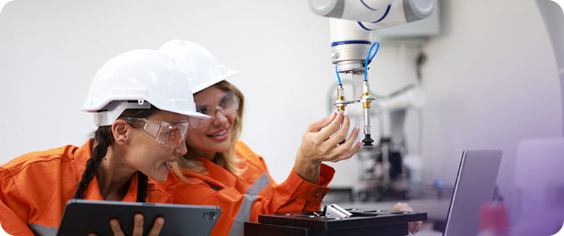 Women engineers in manufacturing factory