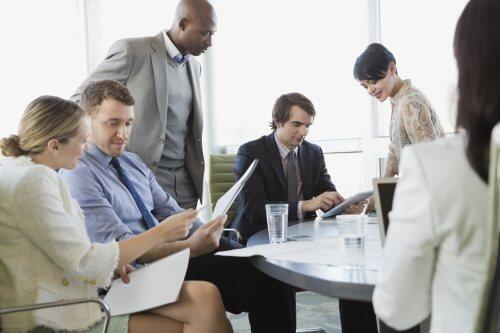 Group of people on mobile devices for blog post