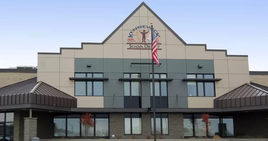 The front of a school