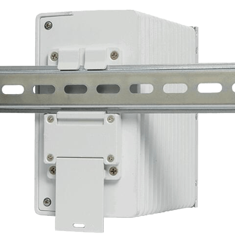 OmniSwitch 6465-p12. Back left view with rail.