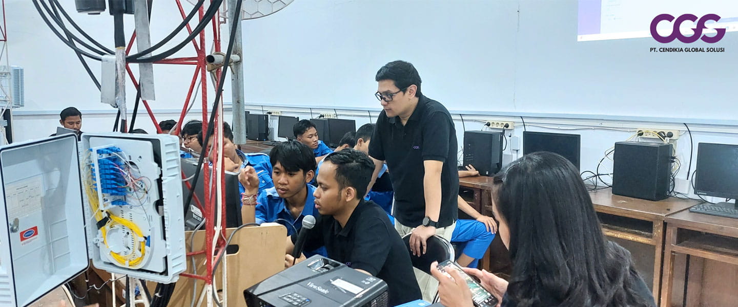 Computer and networking lab with workers