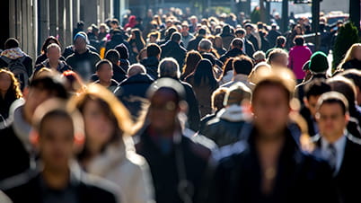 Crowd on busy city street