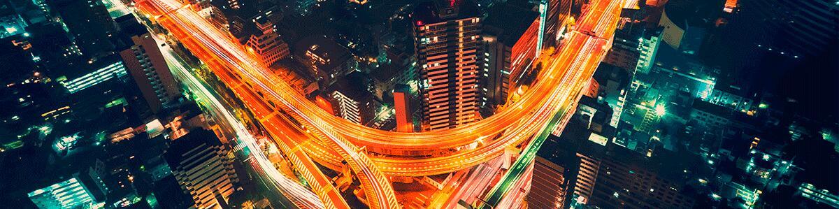 a view of a city at night