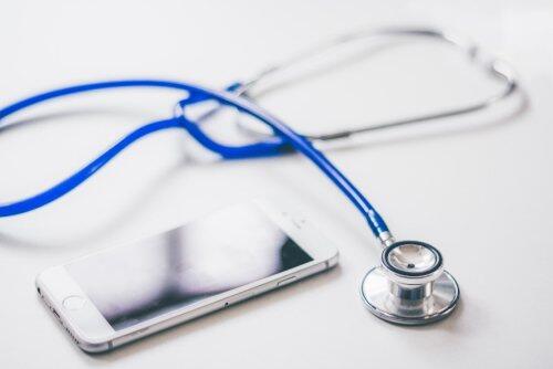Stethoscope and mobile phone for blog body