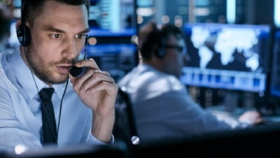 A man in a control centre A man in a control centre
