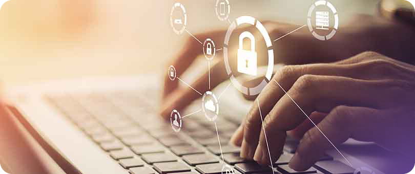 Hands typing on a keyboard