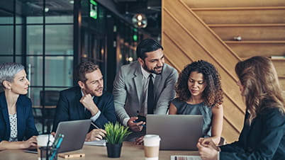 business men and working collaborating at a desk